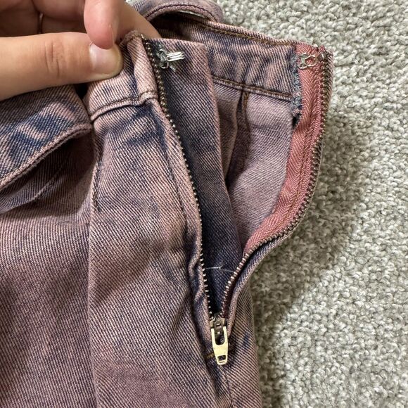 Fashion Nova Skirt Womens XL Pink Denim Pleated Mini Belted Raw Hem Micro Grunge - Picture 4 of 11